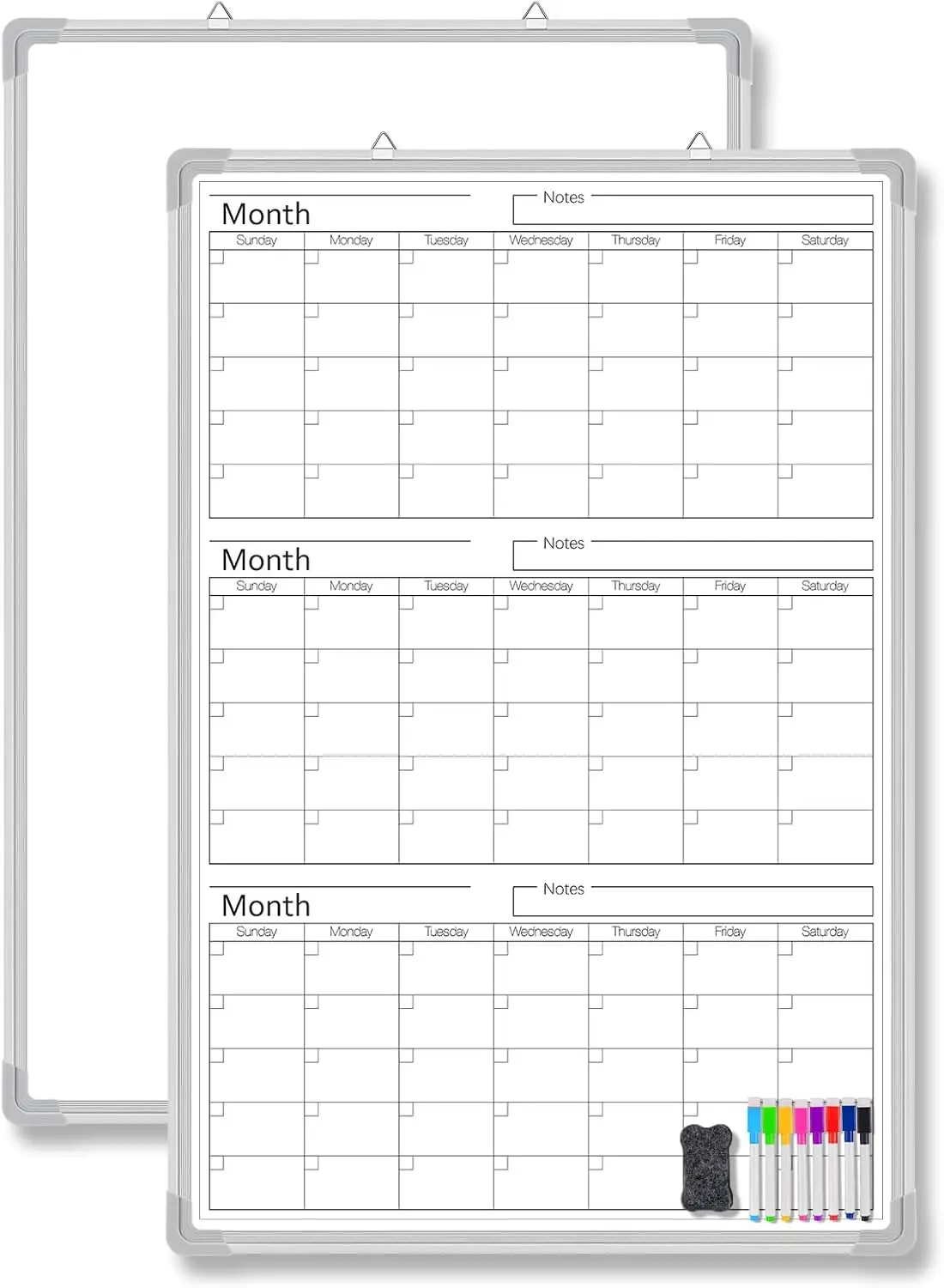36" x 24" Magnetic Dry Erase Wall Calendar, Undated 3-Month Planner with Aluminum Frame for Home Office
36" x 24" Magnetic Dry Erase Wall Calendar, Undated 3-Month Planner with Aluminum Frame for Home Office