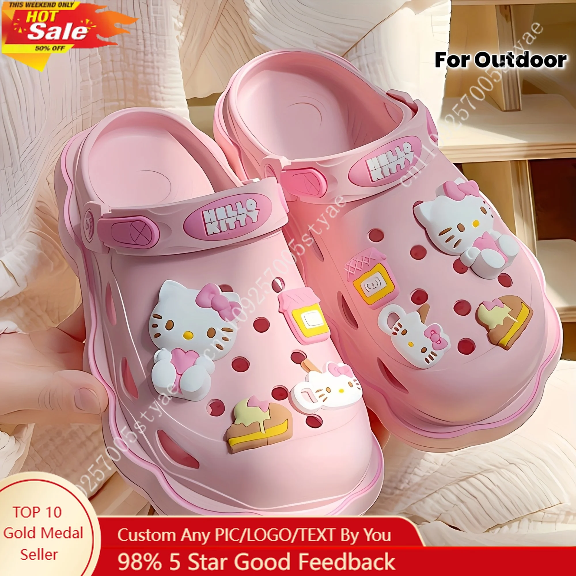 Sanrio Kuromi Cinnamoroll Hello Kitty Slippers Soft Thick Soled Non-Slip Casual Beach Garden Shoes for Women
Sanrio Kuromi Cinnamoroll Hello Kitty Slippers Soft Thick Soled Non-Slip Casual Beach Garden Shoes for Women