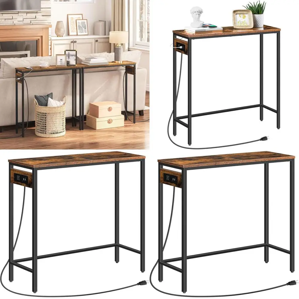 Compact Power Outlet Console Table, 29.5 Charging Station for Entryway, Sofa Side Table, Rustic Black & Brown BF75UXG01
Compact Power Outlet Console Table, 29.5 Charging Station for Entryway, Sofa Side Table, Rustic Black & Brown BF75UXG01