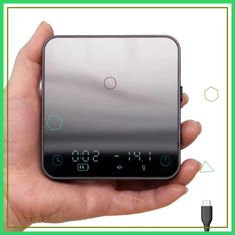 Compact Coffee Scale with Auto Timer for Espresso and Pour-Over, Aluminum and Glass Design
Compact Coffee Scale with Auto Timer for Espresso and Pour-Over, Aluminum and Glass Design