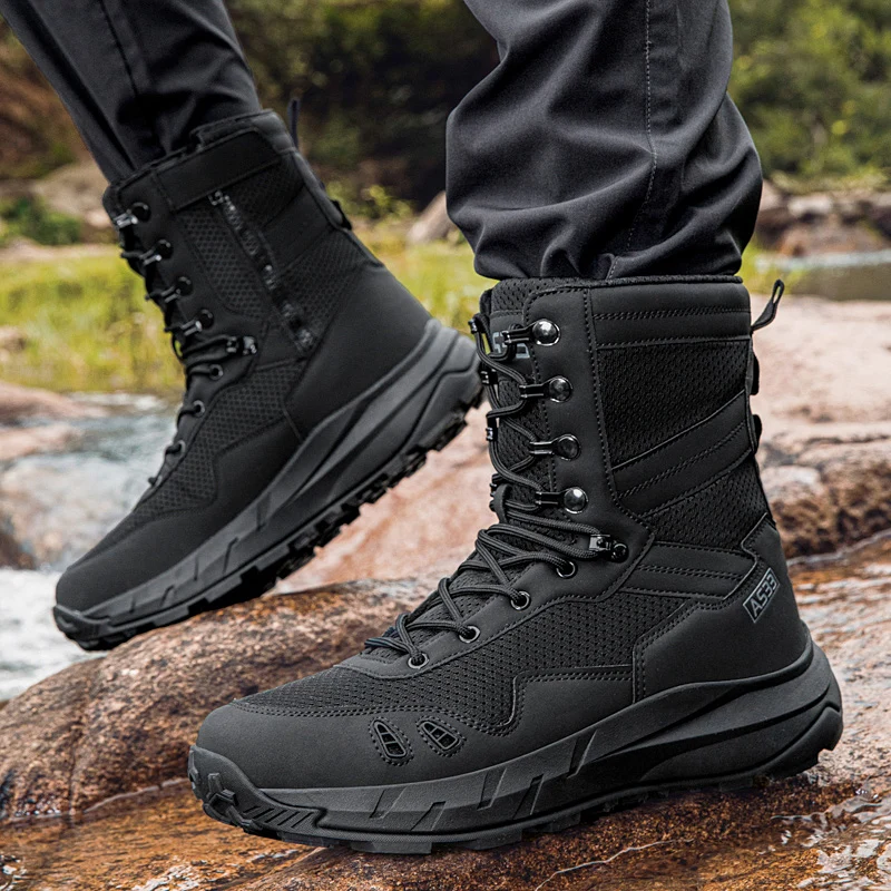 Men’s High Rise Hiking Boots Leather Durable Breathable Padded Collar Shock-Absorbing High Cut Trail Shoes for Backpacking Hikin
Men’s High Rise Hiking Boots Leather Durable Breathable Padded Collar Shock-Absorbing High Cut Trail Shoes for Backpacking Hikin