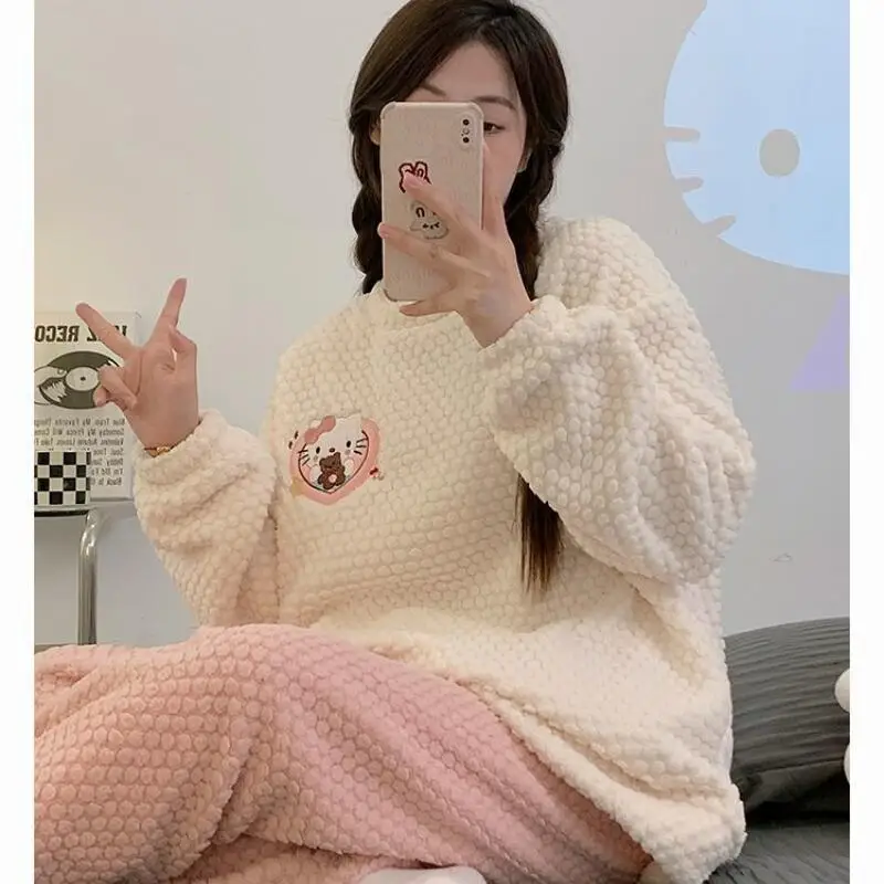 Sanrio Hello Kitty Y2K Heat Pajamas Set Cuteore Cartoon Winter Warm Sleepwear Long Sleeve Pant Coral Fleece Pyjamas Home Clothes
Sanrio Hello Kitty Y2K Heat Pajamas Set Cuteore Cartoon Winter Warm Sleepwear Long Sleeve Pant Coral Fleece Pyjamas Home Clothes