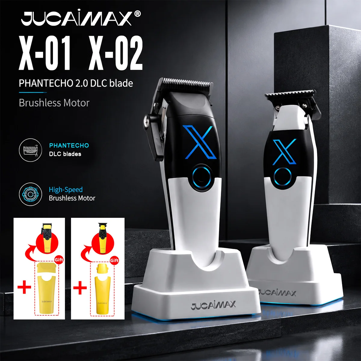 JUCAIMAX Professional Hair Clipper Combo Set DLC Blade 8000RPM Brushless Motor with Base Charger Men's Haircut Machine
JUCAIMAX Professional Hair Clipper Combo Set DLC Blade 8000RPM Brushless Motor with Base Charger Men's Haircut Machine