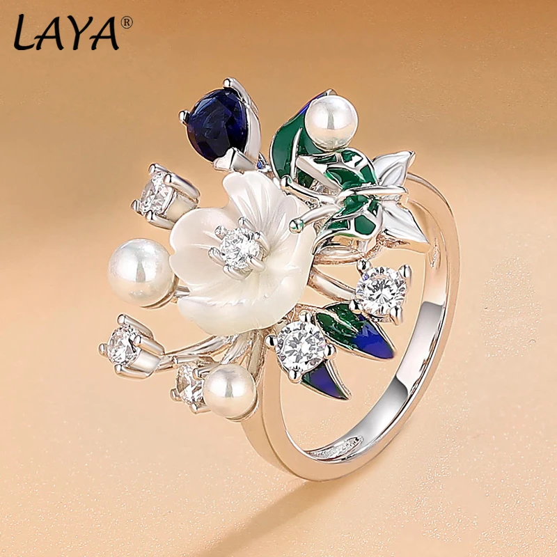 LAYA 925 Sterling Silver Fashion Natural Shell Flower Green Leaf Enamel High Quality Zircon Ring For Women Wedding Jewelry
LAYA 925 Sterling Silver Fashion Natural Shell Flower Green Leaf Enamel High Quality Zircon Ring For Women Wedding Jewelry