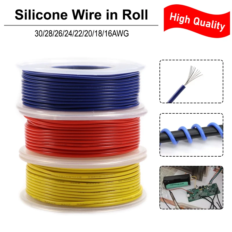 Heat resistant Silicone Wire In Roll 30/28/26/24/22/20/18/16AWG High Temperature Silicone Rubber Insulated Tinned Copper Cable
Heat resistant Silicone Wire In Roll 30/28/26/24/22/20/18/16AWG High Temperature Silicone Rubber Insulated Tinned Copper Cable