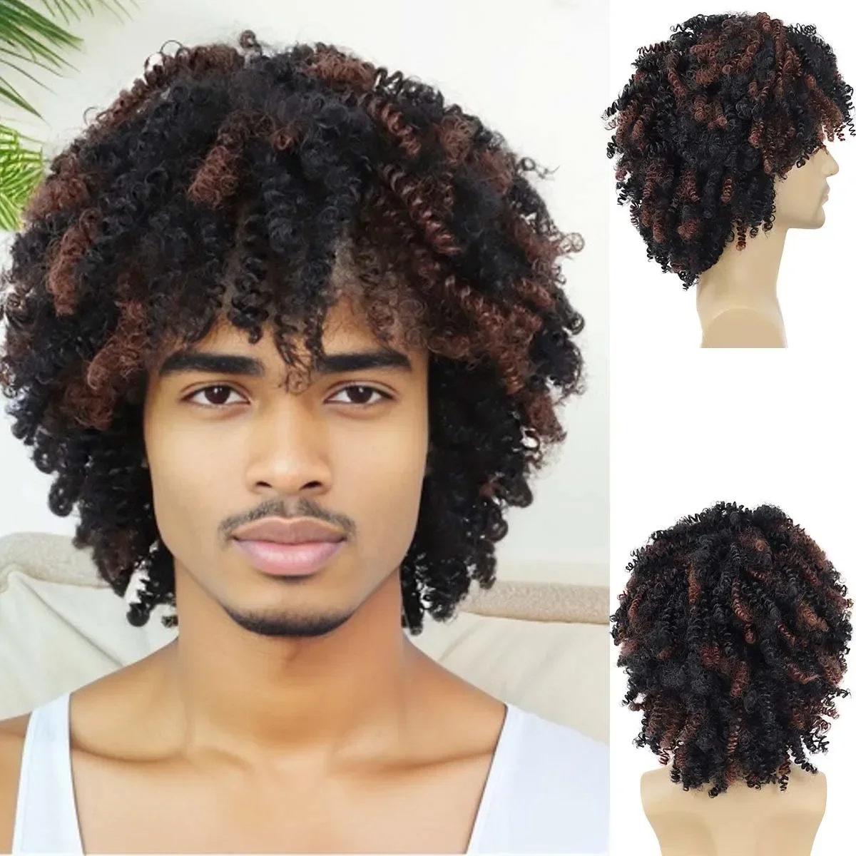Синтетические вьющиеся парики для мужчин, черный, коричневый, вьющийся афро-парик с челкой, естественная прическа, мужской костюм для косплея, большой объем, парик, повседневный
Синтетические вьющиеся парики для мужчин, черный, коричневый, вьющийся афро-парик с челкой, естественная прическа, мужской костюм для косплея, большой объем, парик, повседневный