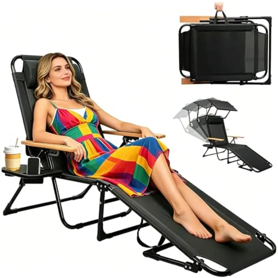 Folding Lounge Chairs for Outside, Patio Folding Sun Tanning Chair, 4 Position Beach Lounge with Cup Holders Wooden Armrests, H
Folding Lounge Chairs for Outside, Patio Folding Sun Tanning Chair, 4 Position Beach Lounge with Cup Holders Wooden Armrests, H