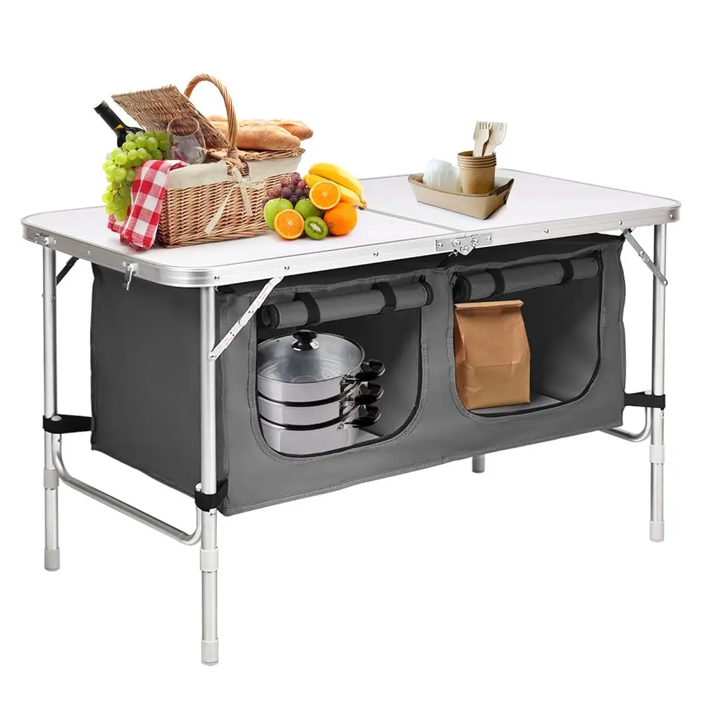 Portable Camping Table With Storage, Lightweight Aluminum Folding Table With Adjustable Legs, Outdoor Foldable Picnic Table For
Portable Camping Table With Storage, Lightweight Aluminum Folding Table With Adjustable Legs, Outdoor Foldable Picnic Table For