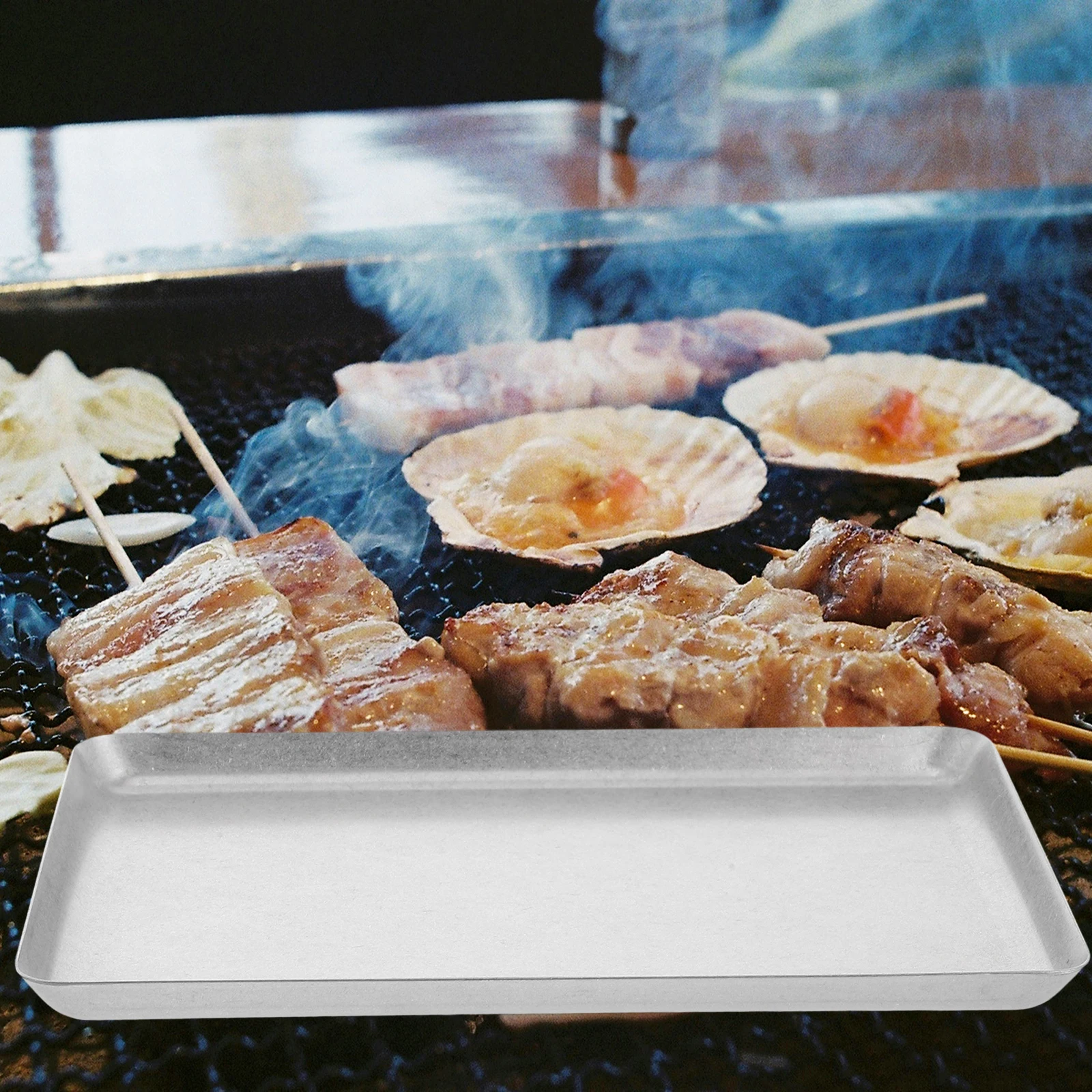Stainless Steel Tray Large Capacity Vintage Rectangular Food Pan Bbq Skewers Utensil Holder Camping Picnic Storage
Stainless Steel Tray Large Capacity Vintage Rectangular Food Pan Bbq Skewers Utensil Holder Camping Picnic Storage