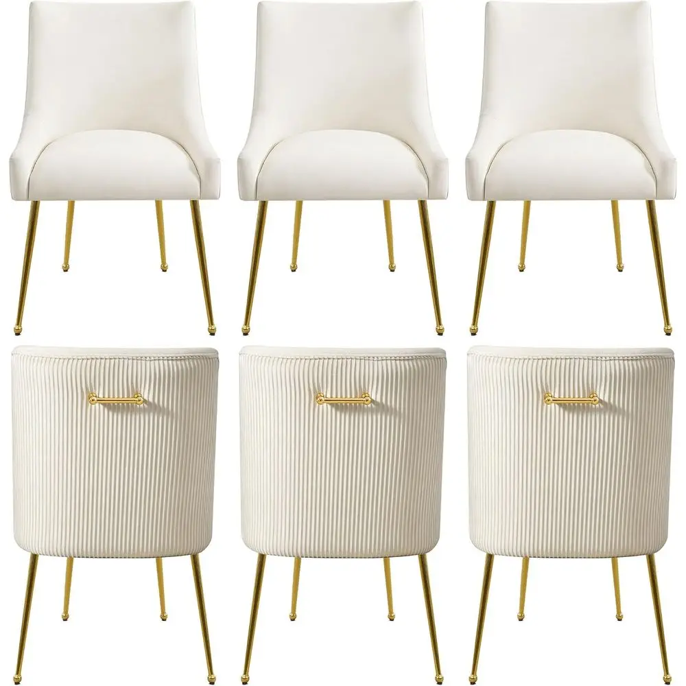 Set of 6 Velvet Upholstered Dining Chairs with Gold Legs, Comfortable Wingback Style for Kitchen or Living Room, Beige
Set of 6 Velvet Upholstered Dining Chairs with Gold Legs, Comfortable Wingback Style for Kitchen or Living Room, Beige
