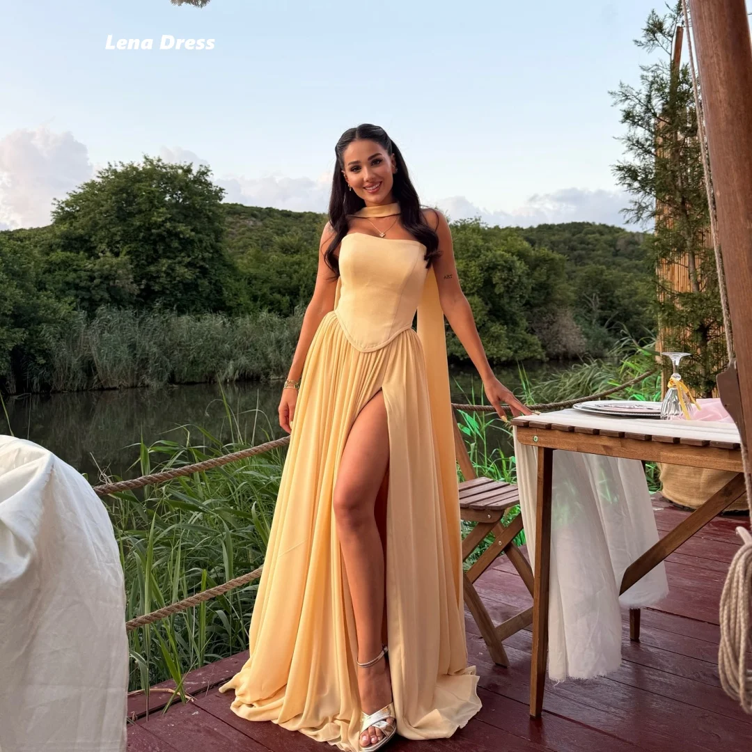 Lena Side Slit Long Prom Dresses 2025 Women's Elegant Dresses for Special Occasions Yellow Customized Chiffon A-line Gala Dress
Lena Side Slit Long Prom Dresses 2025 Women's Elegant Dresses for Special Occasions Yellow Customized Chiffon A-line Gala Dress