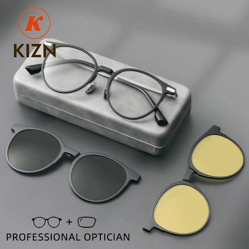 Классические круглые очки KIZN с магнитной застежкой для мужчин и женщин, оптические поляризованные солнцезащитные очки для коррекции близорукости, очки для чтения при дальнозоркости
Классические круглые очки KIZN с магнитной застежкой для мужчин и женщин, оптические поляризованные солнцезащитные очки для коррекции близорукости, очки для чтения при дальнозоркости