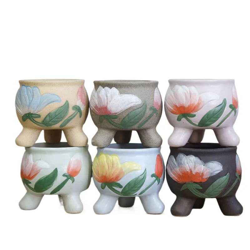 Modern Creative Glazed Ceramic Plant Pot Hand-Painted Small Fleshy Flower Simple Breathable Home Decoration Mini Thumb Pot
Modern Creative Glazed Ceramic Plant Pot Hand-Painted Small Fleshy Flower Simple Breathable Home Decoration Mini Thumb Pot