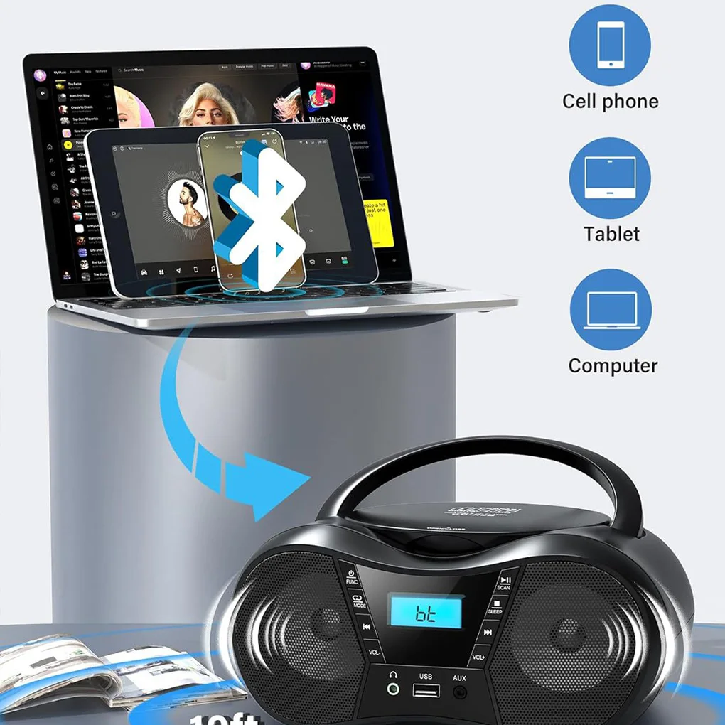 Portable CD Player Bluetooth Boombox CD Player AM/FM Radio Stereo Player, Compatible For CD/CD-R/RW Radio For Home
Portable CD Player Bluetooth Boombox CD Player AM/FM Radio Stereo Player, Compatible For CD/CD-R/RW Radio For Home