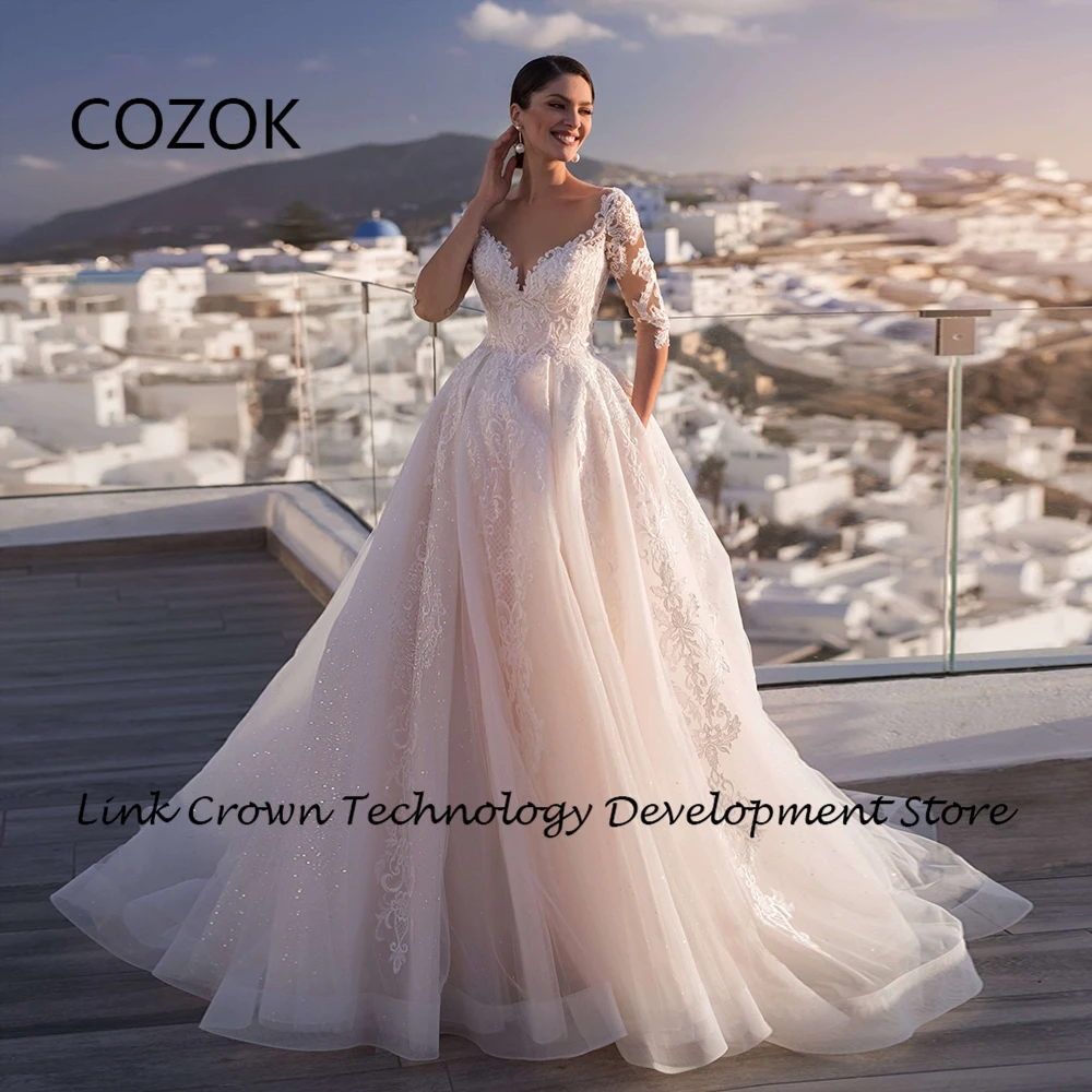 COZOK Charmpagne Wedding Dresses with Lace Soft Tulle Full Sleeve Bridal Gowns for Princess 2024 Summer New Vestidos De Novia
COZOK Charmpagne Wedding Dresses with Lace Soft Tulle Full Sleeve Bridal Gowns for Princess 2024 Summer New Vestidos De Novia