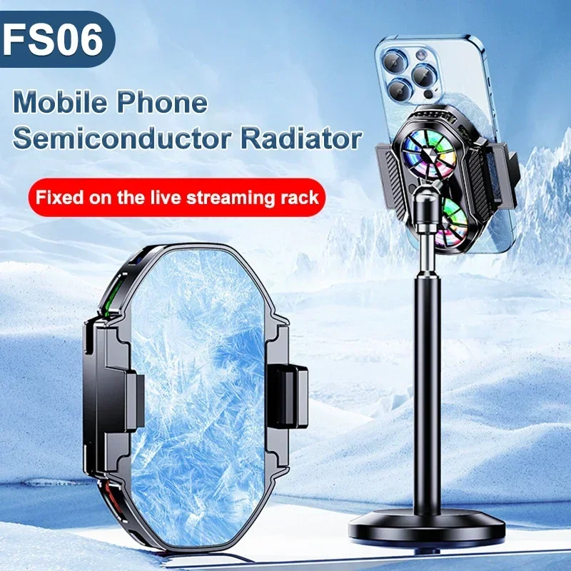 NEW FS06 Mobile Phone Back-clip Cooling Dual Fan Radiator for Live Streaming with Digital Display Semiconductor PUBG Game Cooler
NEW FS06 Mobile Phone Back-clip Cooling Dual Fan Radiator for Live Streaming with Digital Display Semiconductor PUBG Game Cooler