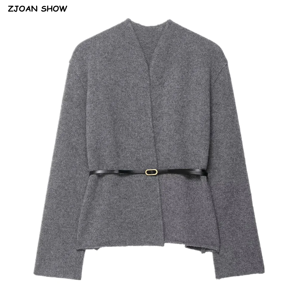 New 2025 Autumn CHIC Gray with Belt Cross V neck Knitted Cardigan Women Long Sleeve Wrap Sweater Thin Jumper Knitwear
New 2025 Autumn CHIC Gray with Belt Cross V neck Knitted Cardigan Women Long Sleeve Wrap Sweater Thin Jumper Knitwear
