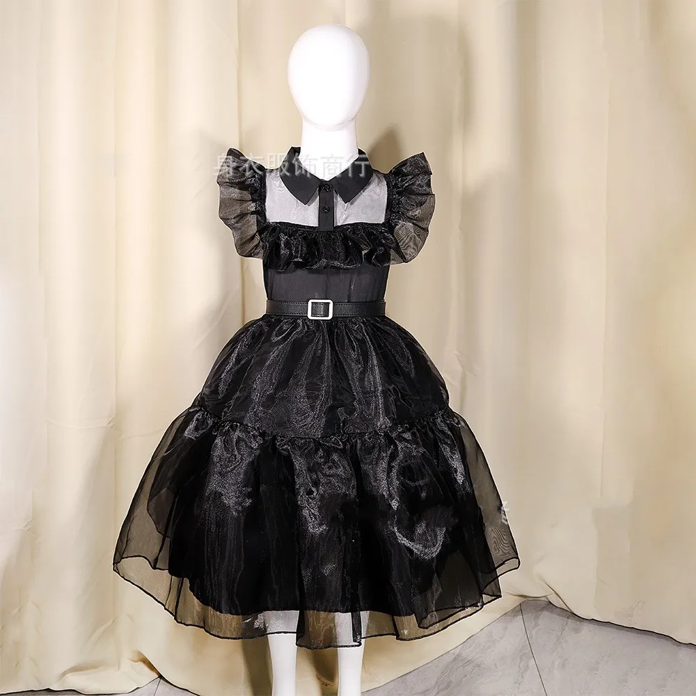 New Wednesday Dress Tiers Black Dress Belt Girls Birthday Dress Party Ties Evening Dresses Princess Holiday Wear 110-150
New Wednesday Dress Tiers Black Dress Belt Girls Birthday Dress Party Ties Evening Dresses Princess Holiday Wear 110-150