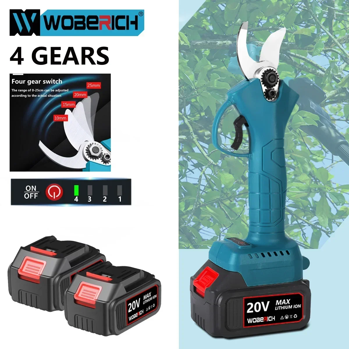Brushless Electric Pruner 4 Gears Cordless Handheld Orchard Shrub Pruning Tree Branches Cutter For 21V 18V Battery
Brushless Electric Pruner 4 Gears Cordless Handheld Orchard Shrub Pruning Tree Branches Cutter For 21V 18V Battery