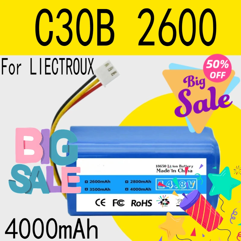 For LIECTROUX C30B 2600 Imou Rv-l11-A Bagotte BG800 KyvolE31 Coredy R750 Laresar Grande 2 Sweeping Robot Battery 14.8V 4000mAh
For LIECTROUX C30B 2600 Imou Rv-l11-A Bagotte BG800 KyvolE31 Coredy R750 Laresar Grande 2 Sweeping Robot Battery 14.8V 4000mAh