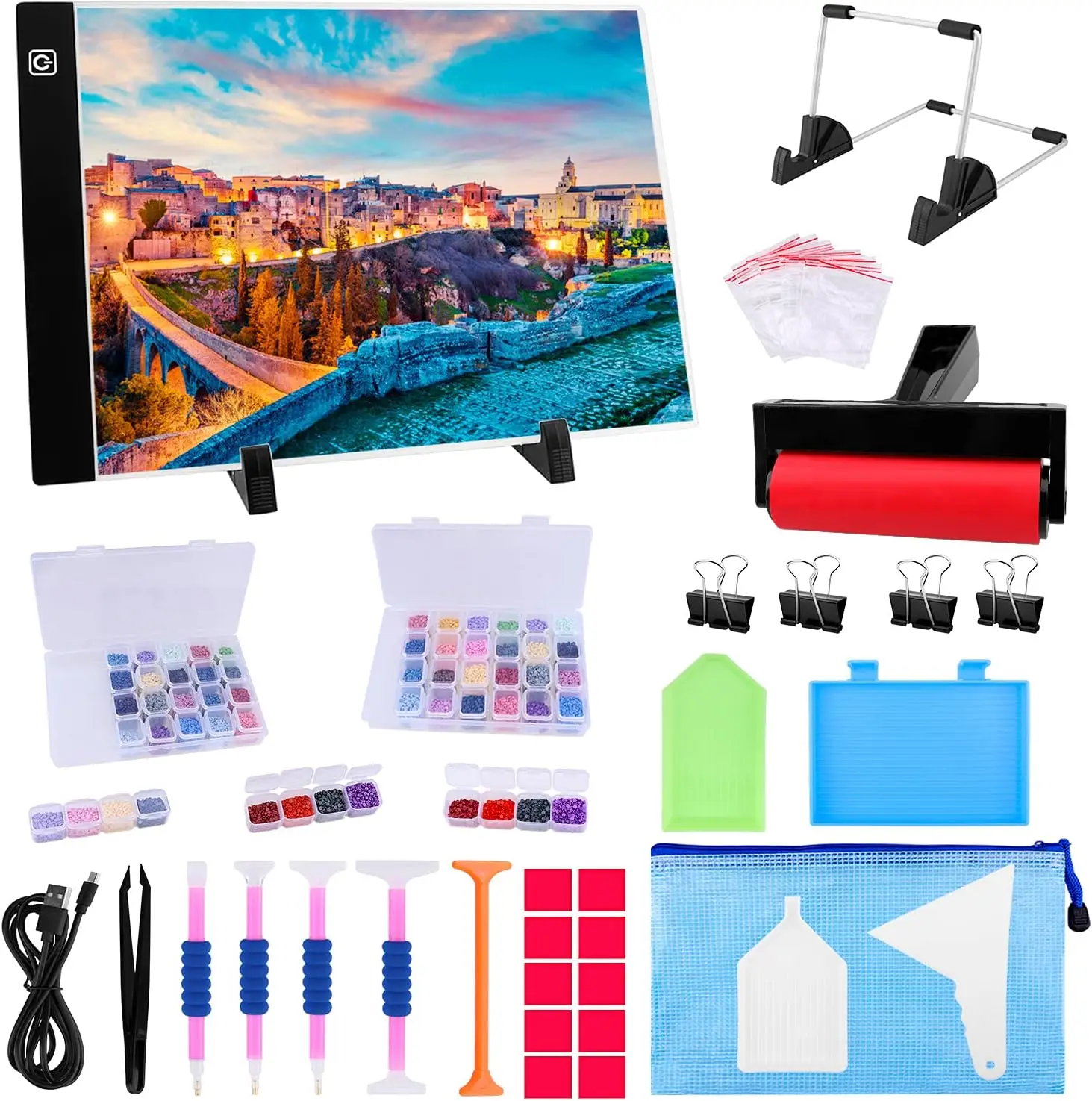183PCS A4 Diamond Painting Light Pad Kit, LED Light Board with Complete Accessories, Adjustable Brightness, USB Powered
183PCS A4 Diamond Painting Light Pad Kit, LED Light Board with Complete Accessories, Adjustable Brightness, USB Powered