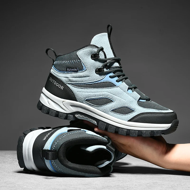 High Top Hiking Shoes For Men Fashion Blue Lace-up Men's Trekking Boots Suede Breathable Non-slip Outdoor Climbing Sneakers Man
High Top Hiking Shoes For Men Fashion Blue Lace-up Men's Trekking Boots Suede Breathable Non-slip Outdoor Climbing Sneakers Man