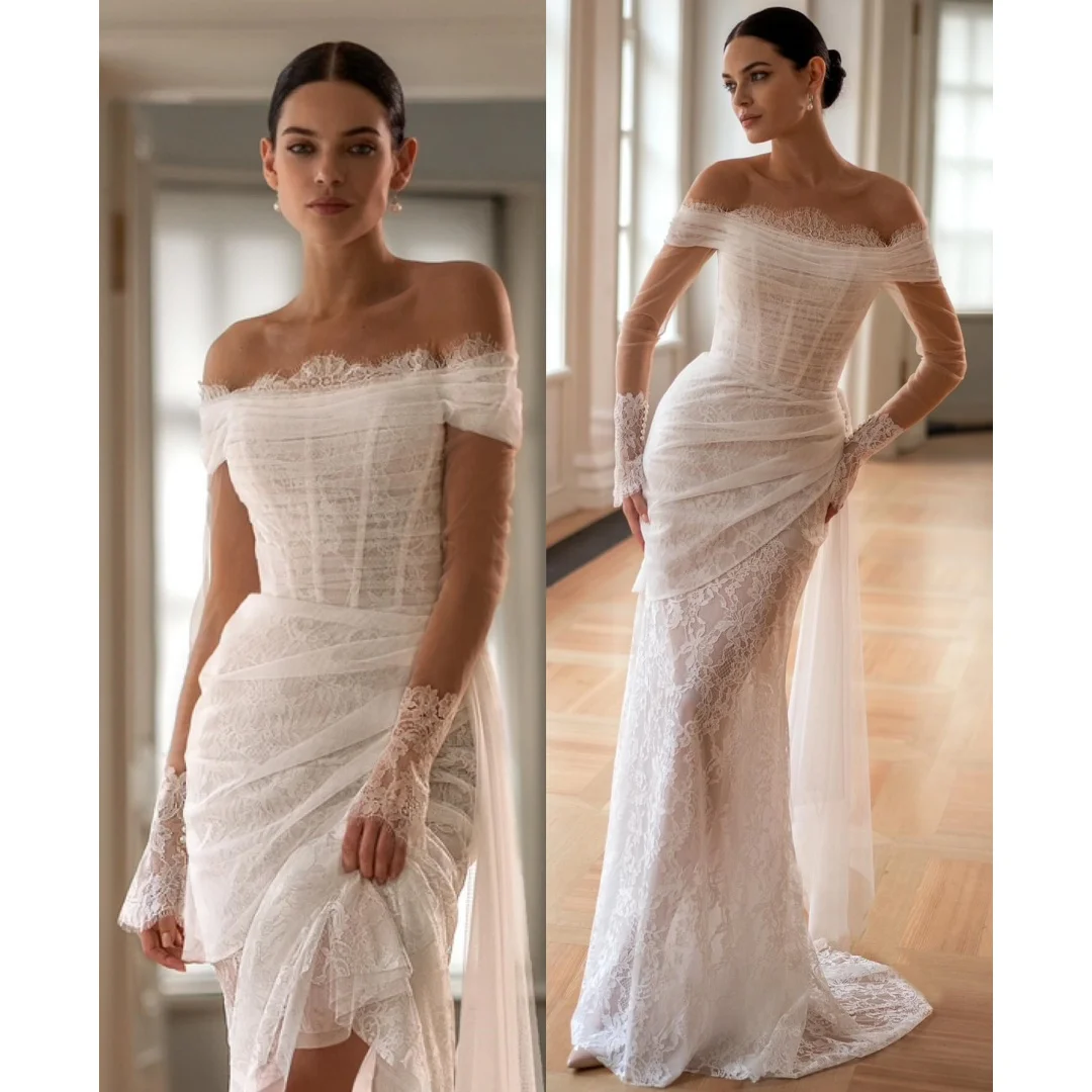 Lace Mermaid Wedding Dresses Women Long Sleeves Illusion Vestido de Novia Elegant Party Gowns Robe De Soirée Customized
Lace Mermaid Wedding Dresses Women Long Sleeves Illusion Vestido de Novia Elegant Party Gowns Robe De Soirée Customized