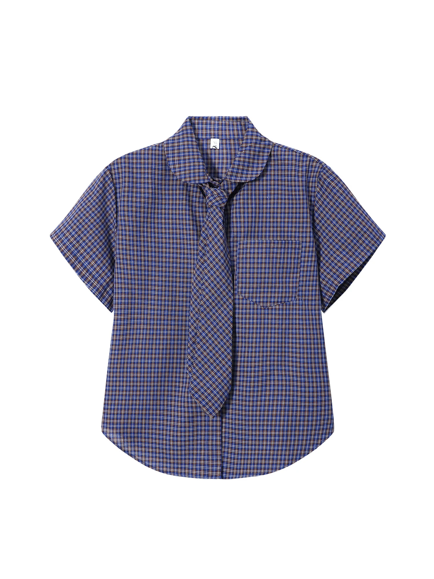Women's Blue Plaid Blouses and Shirts Preppy Style Short Sleeve Shirt Vintage Harajuku Fashion Shirt With Tie for Women Summer
Women's Blue Plaid Blouses and Shirts Preppy Style Short Sleeve Shirt Vintage Harajuku Fashion Shirt With Tie for Women Summer