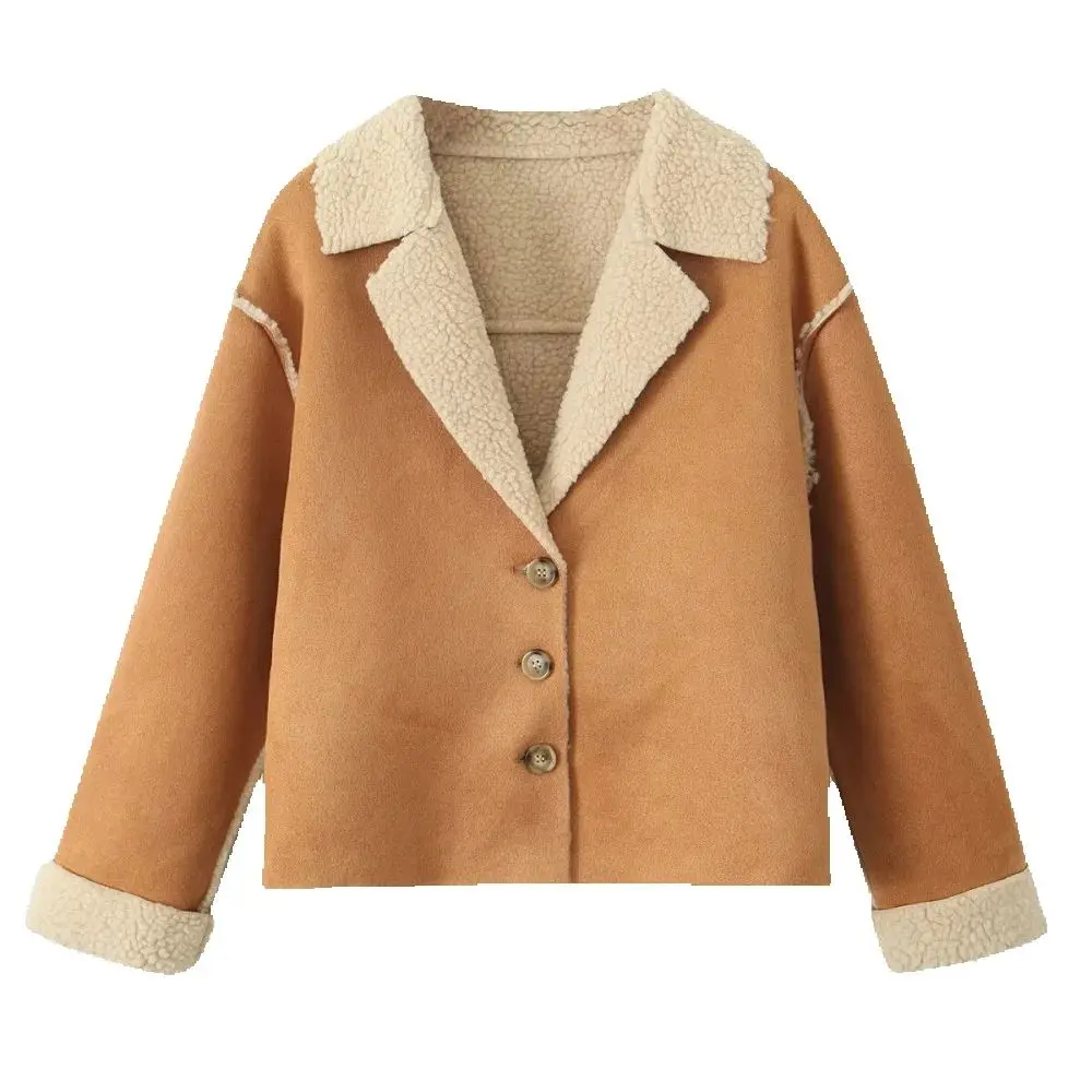 women's loose fitting collar top with long sleeves and button pockets autumn and winter new warm jacket
women's loose fitting collar top with long sleeves and button pockets autumn and winter new warm jacket