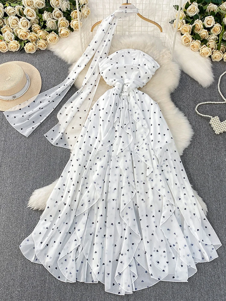 Платье без бретелек, женское летнее новое модное французское белое шифоновое длинное платье без рукавов с принтом в виде сердца S352
Платье без бретелек, женское летнее новое модное французское белое шифоновое длинное платье без рукавов с принтом в виде сердца S352