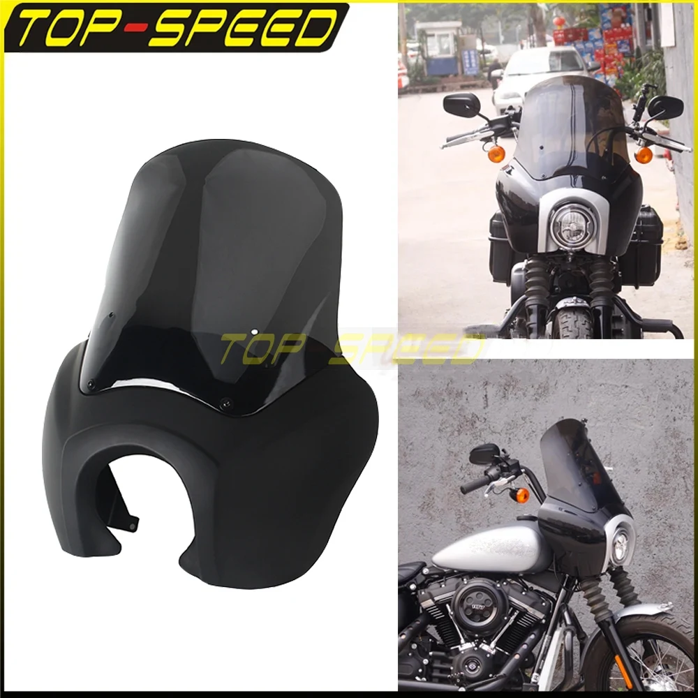Gloss Black Smoke Chrome Trim 5.75" Headlight Fairing Front Light Fairing 15" Windshield Mask Cover for Harley Softail 2018-2021
Gloss Black Smoke Chrome Trim 5.75" Headlight Fairing Front Light Fairing 15" Windshield Mask Cover for Harley Softail 2018-2021
