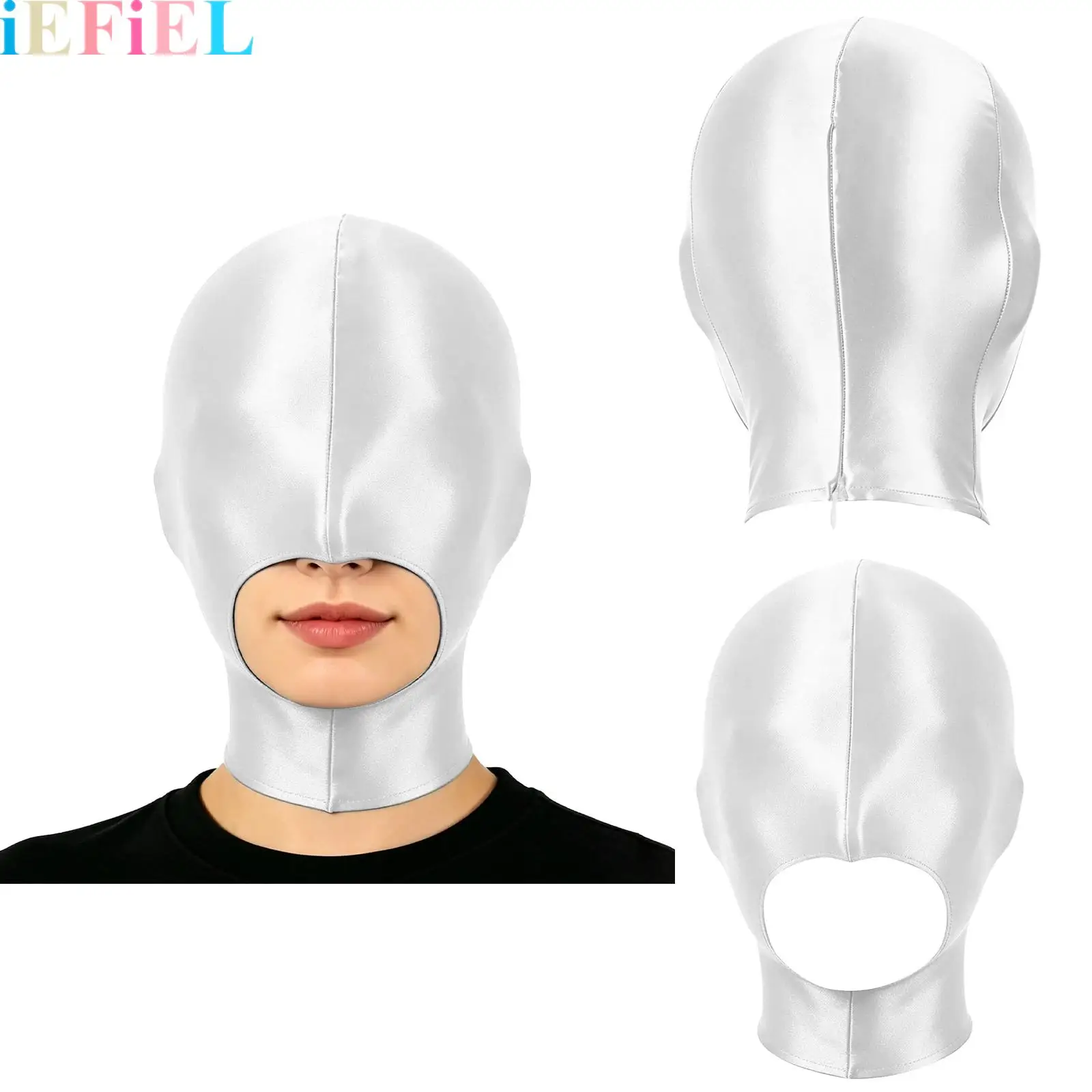 Glossy Balaclava Mask Open Mouth Full-head Full-neck Cover Back Zipper Blindfold Hood Glossy Headgear for Halloween
Glossy Balaclava Mask Open Mouth Full-head Full-neck Cover Back Zipper Blindfold Hood Glossy Headgear for Halloween