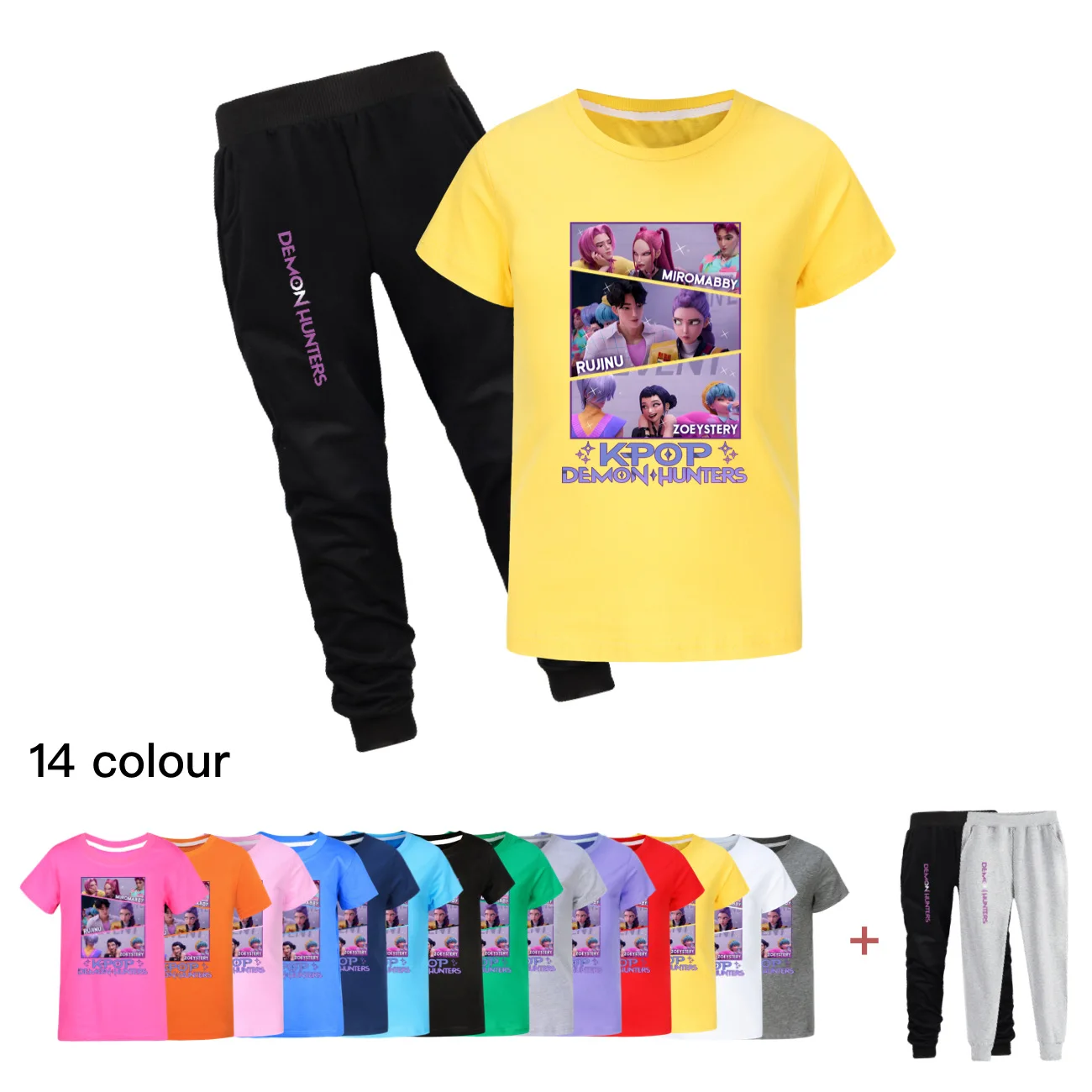 Girls Boys KPop Demon Hunters Huntrix Clothing Sets Summer Teen Short Sleeve Cotton Kids Sports T shirt+Pants 2-piece Set
Girls Boys KPop Demon Hunters Huntrix Clothing Sets Summer Teen Short Sleeve Cotton Kids Sports T shirt+Pants 2-piece Set