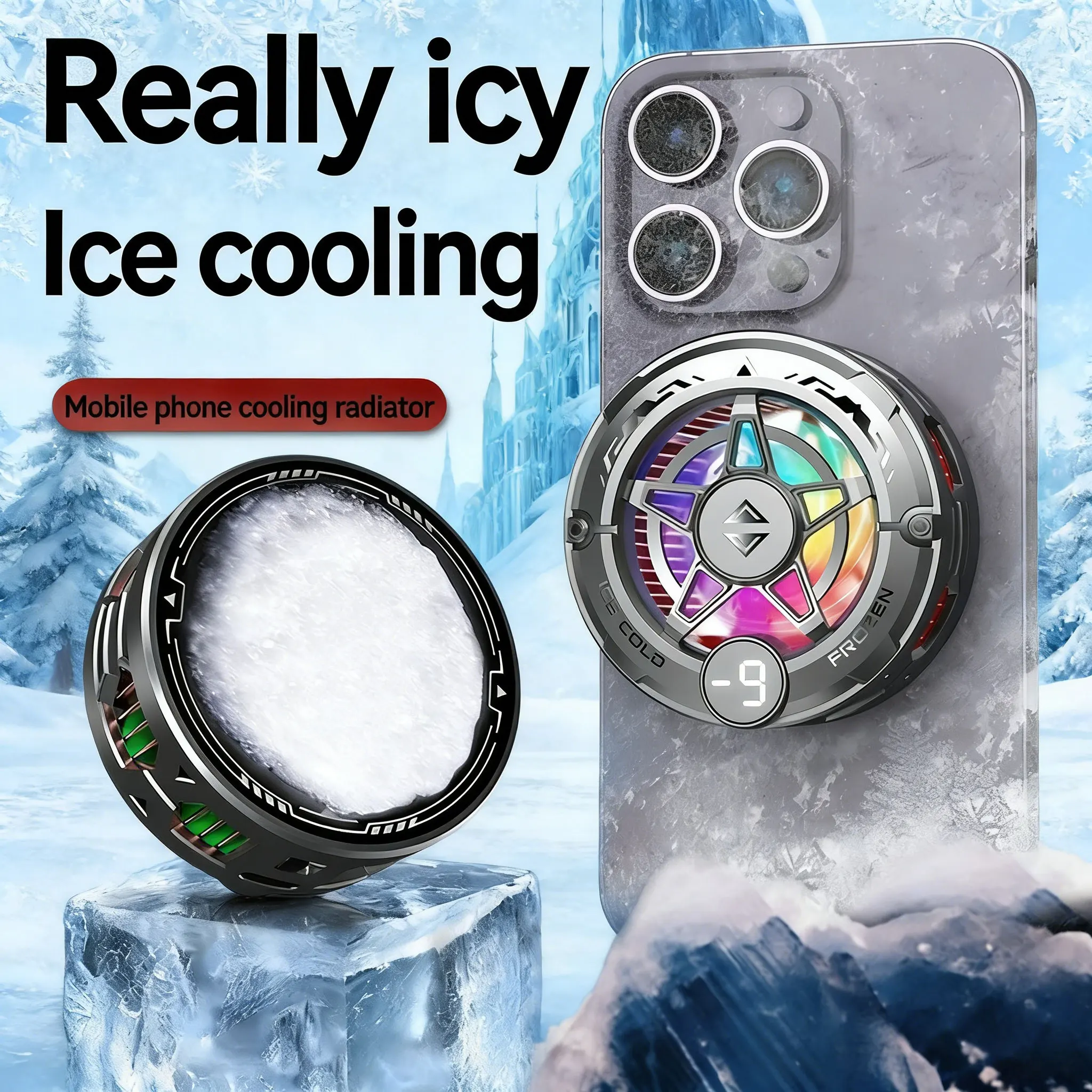 K20 Universal Portable Magnetic Semiconductor Phone Cooler with Digital Display RGB Lights Powerful Cooling Fan for Gaming
K20 Universal Portable Magnetic Semiconductor Phone Cooler with Digital Display RGB Lights Powerful Cooling Fan for Gaming