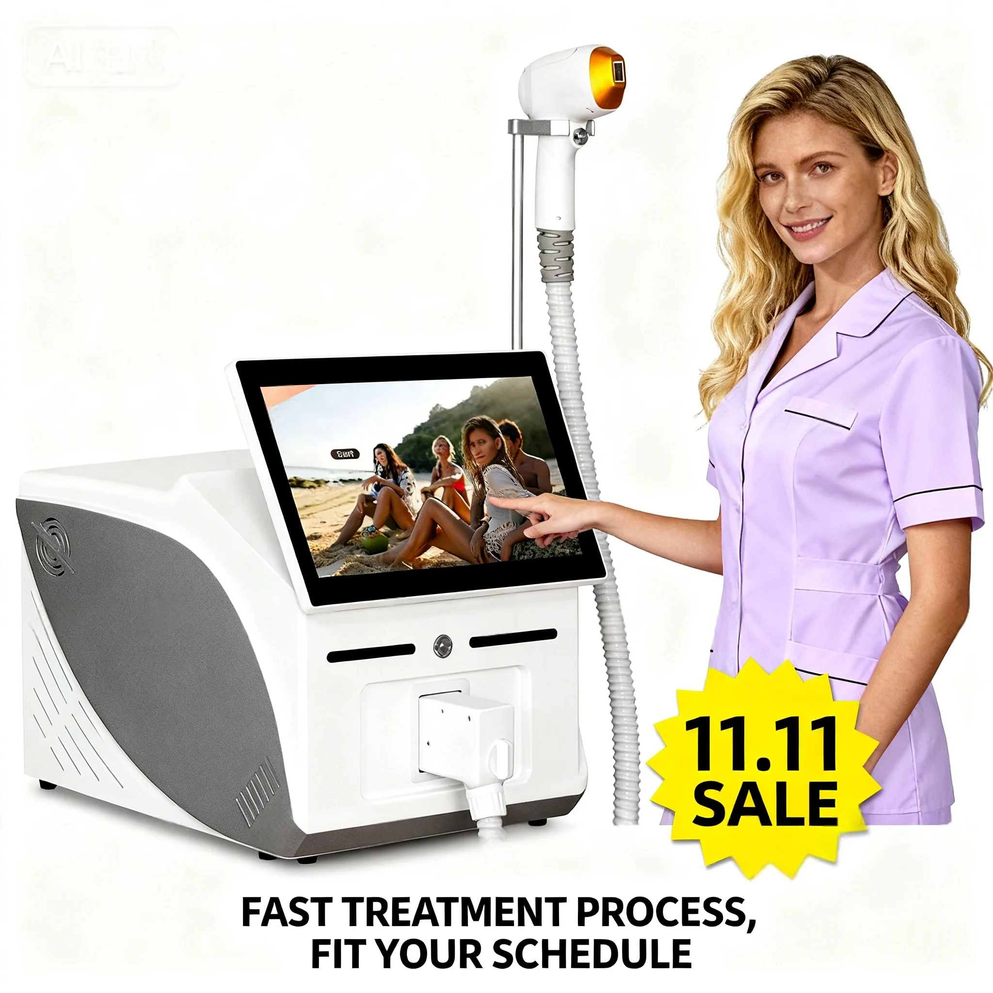 3000W Double Eleven Special 3-Wave Diode Laser Hair Removal Machine 808/755/1064nm Ice Titanium Body Device for Smooth Skin
3000W Double Eleven Special 3-Wave Diode Laser Hair Removal Machine 808/755/1064nm Ice Titanium Body Device for Smooth Skin