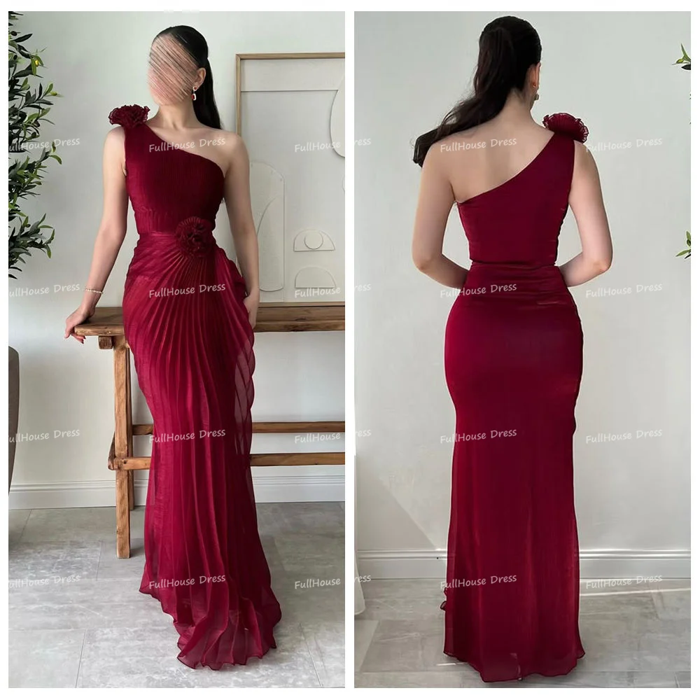 Custom Made Elegant One Shoulder Tiered Pleated Sexy Sheath Evening Gown Bridal Backless Maxi Length Prom Dress with Flowers
Custom Made Elegant One Shoulder Tiered Pleated Sexy Sheath Evening Gown Bridal Backless Maxi Length Prom Dress with Flowers