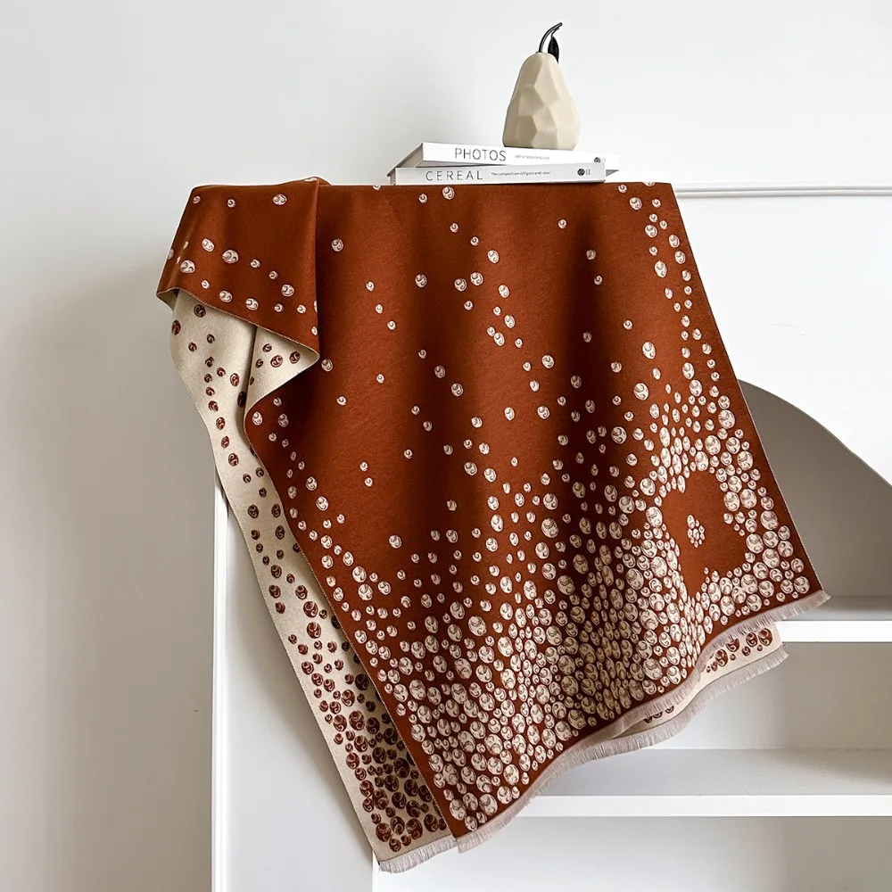 Универсальные шарфы из искусственного кашемира, ветрозащитные шарфы в горошек, шаль из пашмины, толстые элегантные шарфы-пончо на осень-зиму 
Универсальные шарфы из искусственного кашемира, ветрозащитные шарфы в горошек, шаль из пашмины, толстые элегантные шарфы-пончо на осень-зиму