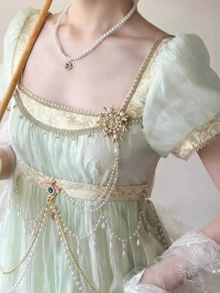 Vintage Empire Waist Lolita OP Dress Women Elegant Puff Sleeve Regency Dress With Pearl Chain Embroidery Court Gown
Vintage Empire Waist Lolita OP Dress Women Elegant Puff Sleeve Regency Dress With Pearl Chain Embroidery Court Gown