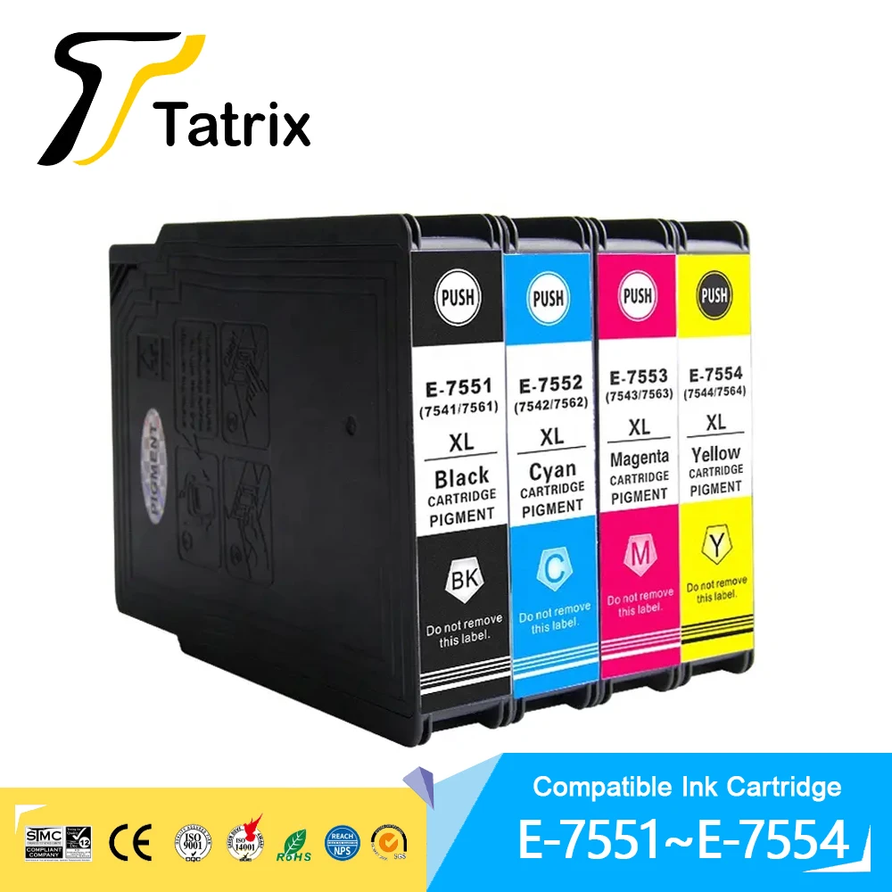 Чернильный картридж Tatrix T7551 T7552 T7553 T7554, совместимый с цветным принтером премиум-класса, для Epson WorkForce Pro WF-8090DW/8090DWF/ 8510DWF/8010DW/8090DTW/ 8090D3TWC/ 8590DWF/8590DTWF/ 8590D3TWFC/8590DWF
Чернильный картридж Tatrix T7551 T7552 T7553 T7554, совместимый с цветным принтером премиум-класса, для Epson WorkForce Pro WF-8090DW/8090DWF/ 8510DWF/8010DW/8090DTW/ 8090D3TWC/ 8590DWF/8590DTWF/ 8590D3TWFC/8590DWF