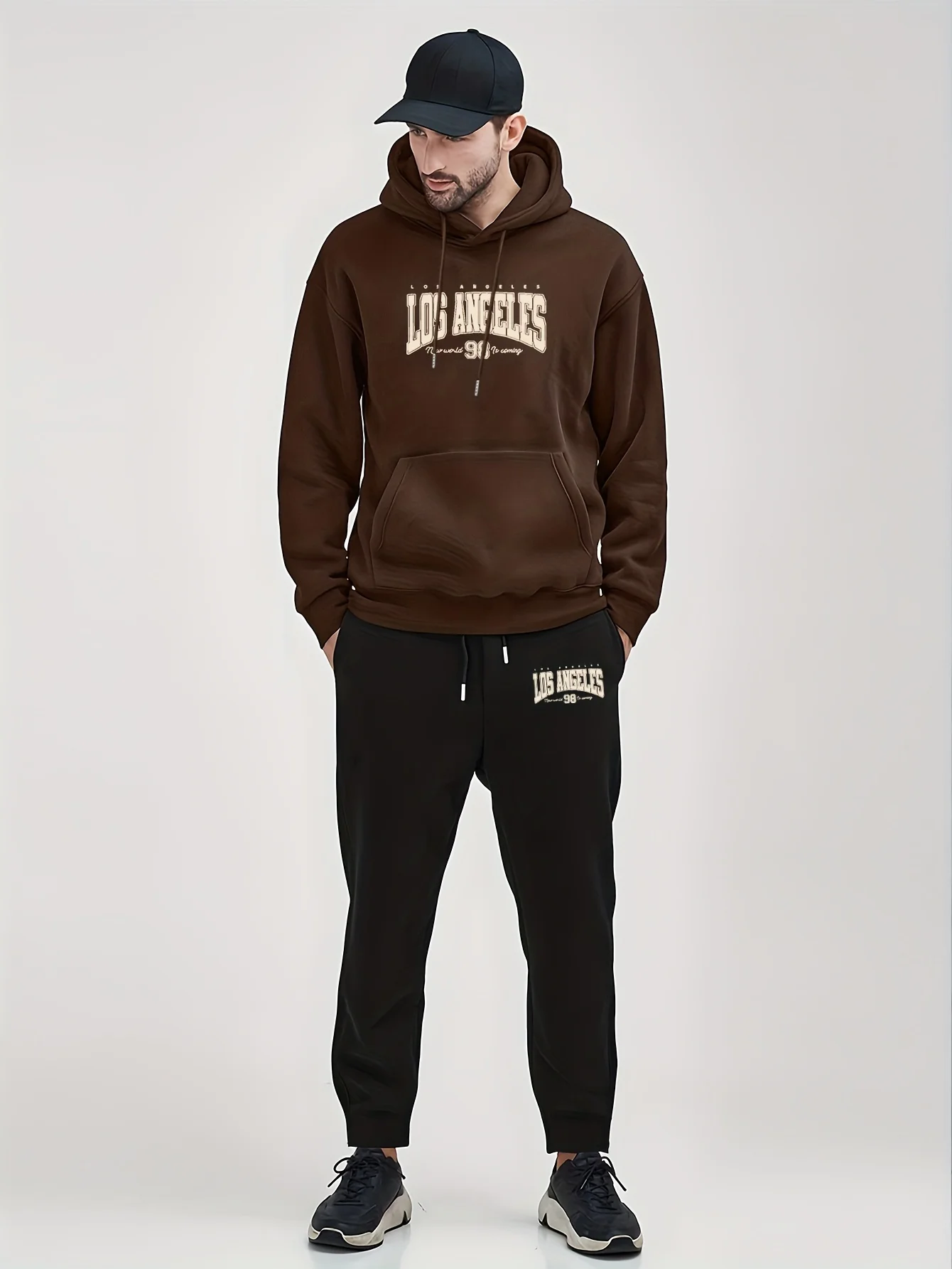Men's athletic pullover and sweatpants set - polyester casual sportswear set, with pocketsgeometricpatterntrendy hooded collar.
Men's athletic pullover and sweatpants set - polyester casual sportswear set, with pocketsgeometricpatterntrendy hooded collar.