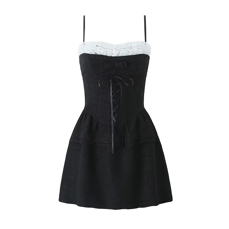 Sexy Elegant Women Lace Trim Bow Bandage Spaghetti Strap Mini Dress Low Waist Summer Ladies Sweet Party Dresses Birthday Robe
Sexy Elegant Women Lace Trim Bow Bandage Spaghetti Strap Mini Dress Low Waist Summer Ladies Sweet Party Dresses Birthday Robe