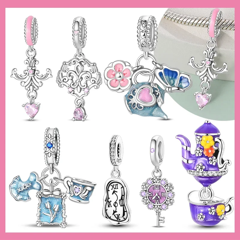 925 Sterling Silver Tea Party Pink Heart Series Charms Flowers Bead Fit Original Bracelet DIY Jewelry Party Gift for Women
925 Sterling Silver Tea Party Pink Heart Series Charms Flowers Bead Fit Original Bracelet DIY Jewelry Party Gift for Women