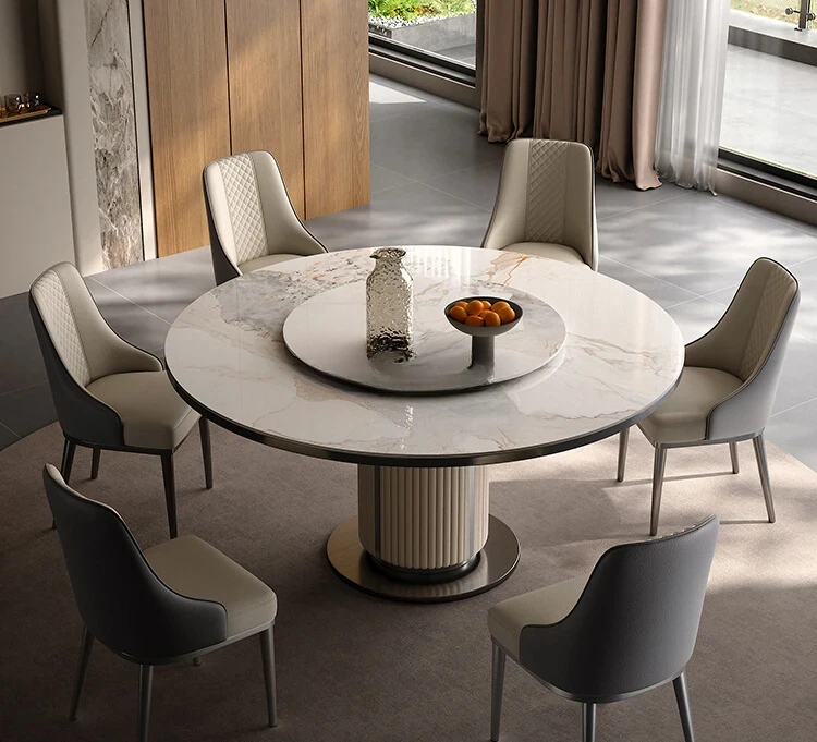 Light luxury rock slab round dining table Modern simple small apartment villa high-end sense with turntable household
Light luxury rock slab round dining table Modern simple small apartment villa high-end sense with turntable household