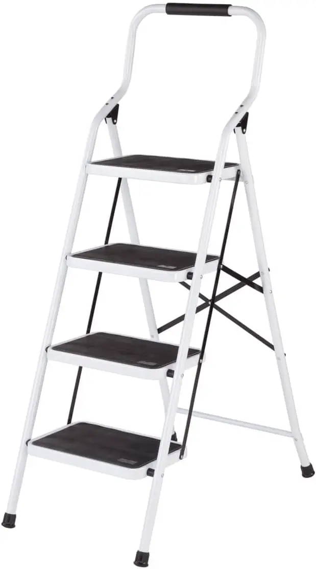 Folding 4-Step Safety Ladder, 2-in-1 Padded Handle and Backrest, Household and Kitchen Use, White
Folding 4-Step Safety Ladder, 2-in-1 Padded Handle and Backrest, Household and Kitchen Use, White