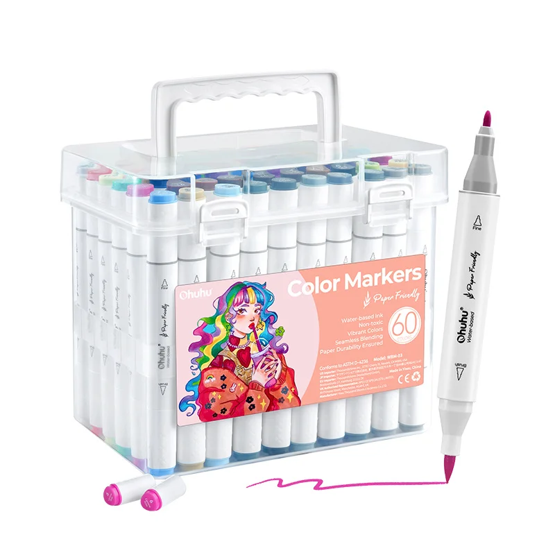 OhuhuDual Tip Water-Based Marker Pen, Paper-Friendly, Soft Tip and Hard Tip60Art Color for Art Students and Preschool Teachers
OhuhuDual Tip Water-Based Marker Pen, Paper-Friendly, Soft Tip and Hard Tip60Art Color for Art Students and Preschool Teachers