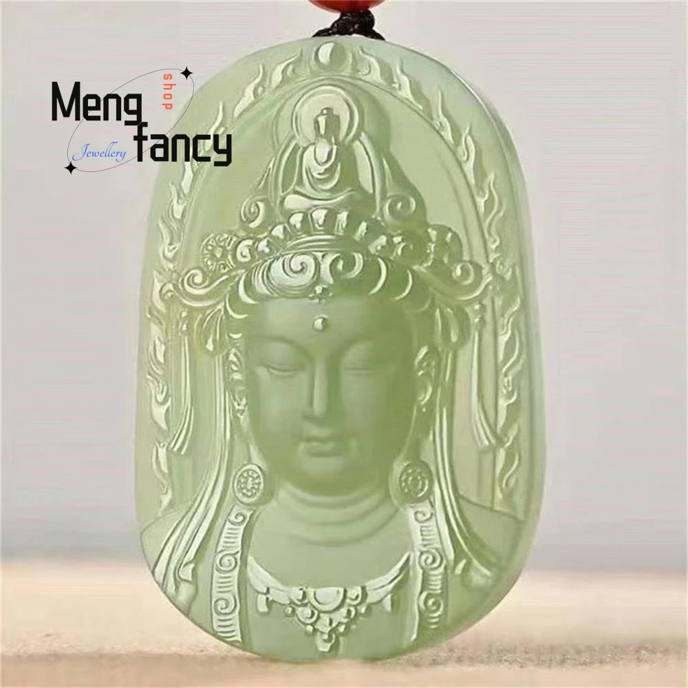 Natural Afghan Greenish White Jade Tara Guanyin Bodhisattva Pendant National Style Buddhist Amulets Fashion Jewelry Holiday Gift
Natural Afghan Greenish White Jade Tara Guanyin Bodhisattva Pendant National Style Buddhist Amulets Fashion Jewelry Holiday Gift