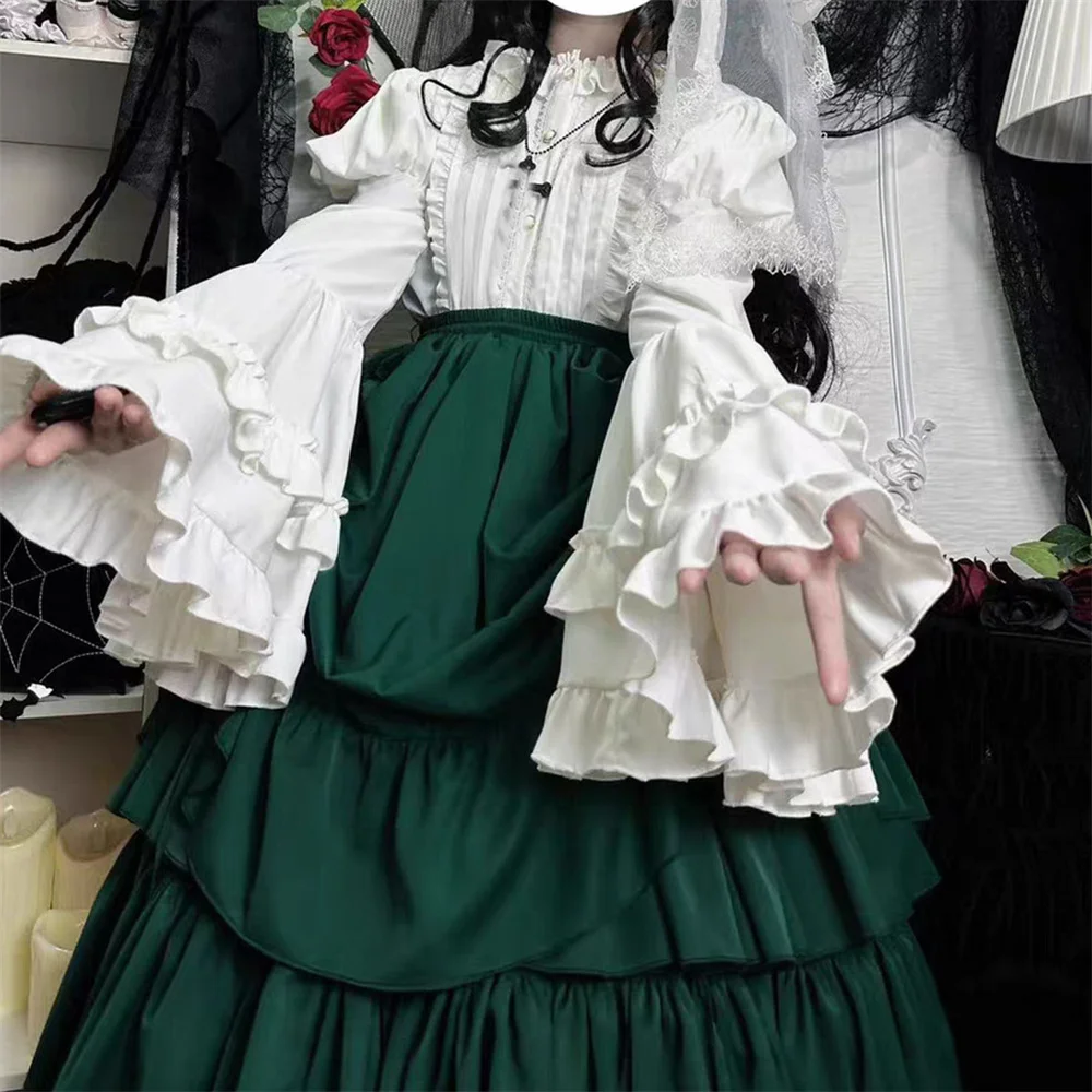 Japanese Women Vintage Gothic Ruffles Black Blouses Y2K Aesthetic Lolita White Shirts Kawaii Cute Flare Long Sleeve Design Tops
Japanese Women Vintage Gothic Ruffles Black Blouses Y2K Aesthetic Lolita White Shirts Kawaii Cute Flare Long Sleeve Design Tops