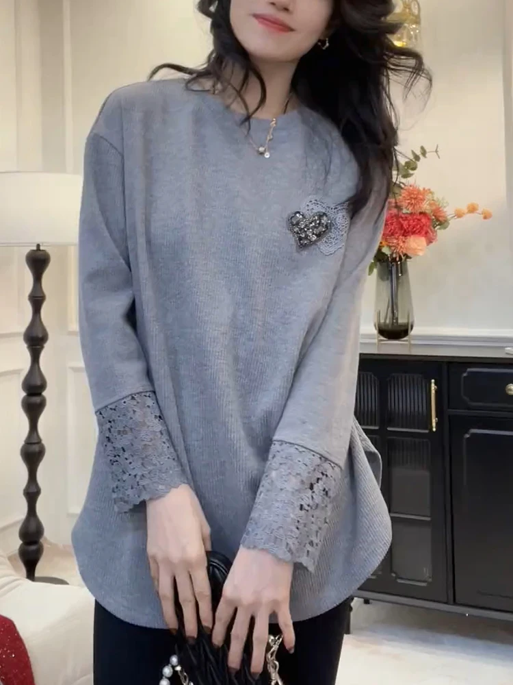 Korean Sle Commuter Lace Splicing Casual Knitted Sweater Color Faion Top for Spring Season plus Size Snow Dr Yu
Korean Sle Commuter Lace Splicing Casual Knitted Sweater Color Faion Top for Spring Season plus Size Snow Dr Yu