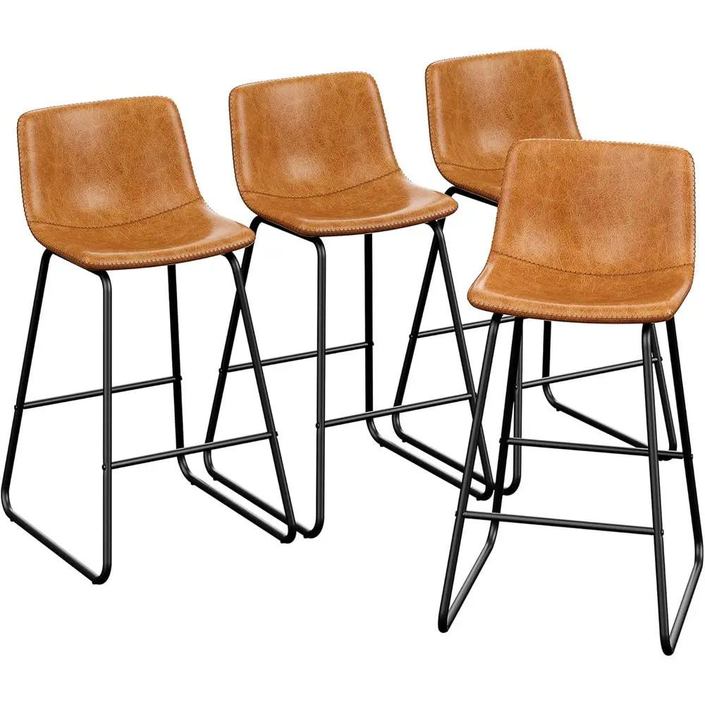 Set of 4 Counter Height Bar Stools, 26 Leatherette with Metal Legs and Footrest, Suitable for Kitchen Island or Dining Area (Bro
Set of 4 Counter Height Bar Stools, 26 Leatherette with Metal Legs and Footrest, Suitable for Kitchen Island or Dining Area (Bro
