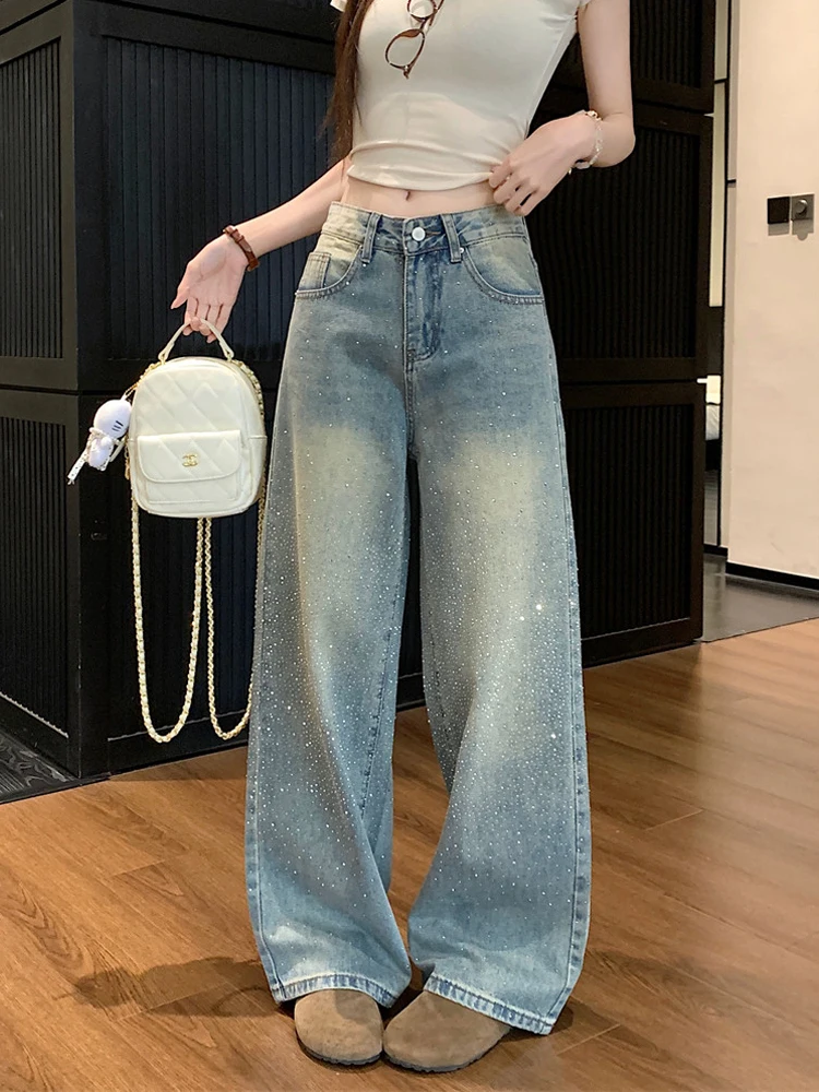 High Waist Wide Leg Jeans Women's Loose Casual Drill Glitter Spring New Sle Blue Denim Pants Floor-Length Slimming Trousers
High Waist Wide Leg Jeans Women's Loose Casual Drill Glitter Spring New Sle Blue Denim Pants Floor-Length Slimming Trousers
